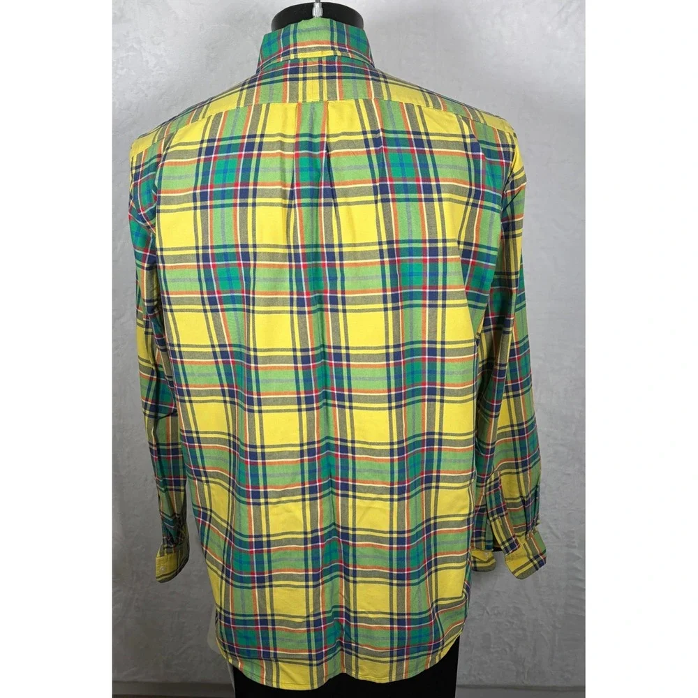 Polo Ralph Lauren Mens Classic Fit Button Down Shirt Yellow Green Plaid Size XL